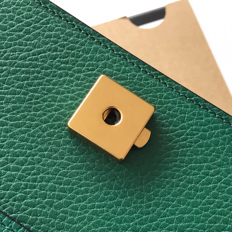 GUCCI DIONYSUS LEATHER MINI BAG GREEN 7.5"Wx6"Hx2"D