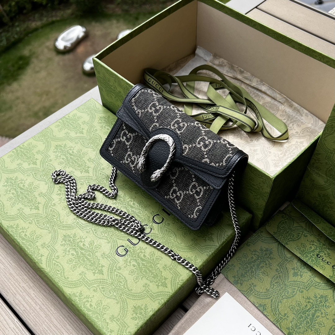 GUCCI DIONYSUS GG SUPREME SUPER MINI BAG 6.5"Wx3.9"Hx1.6"D