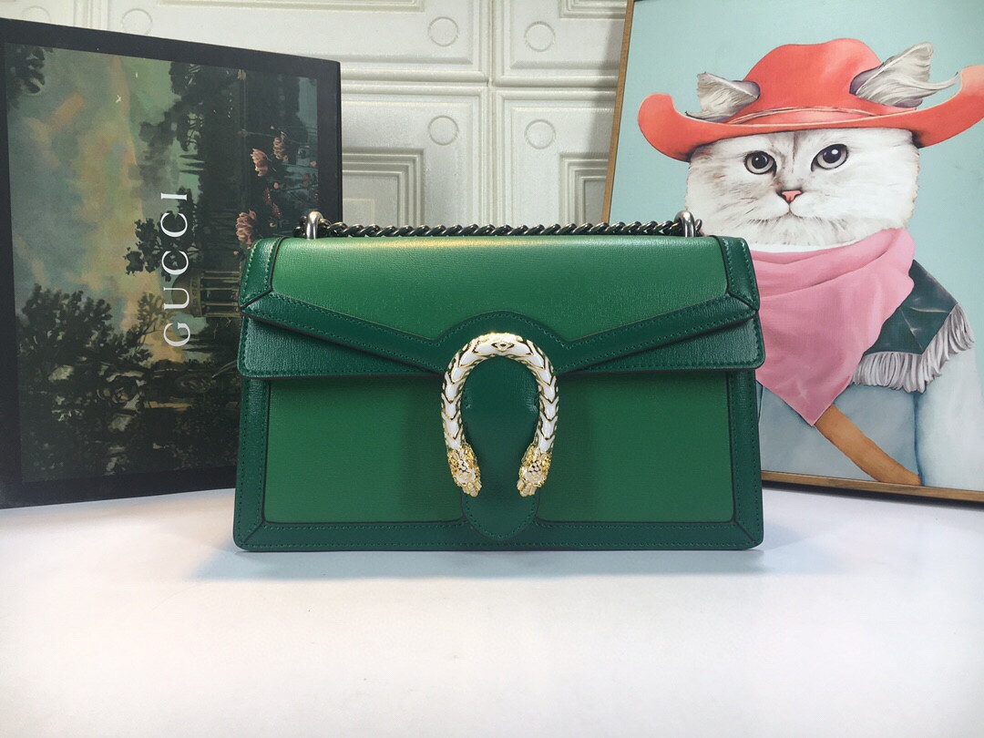 GUCCI DIONYSUS SMALL SHOULDER BAG GREEN 11"Wx7"Hx3.5"D
