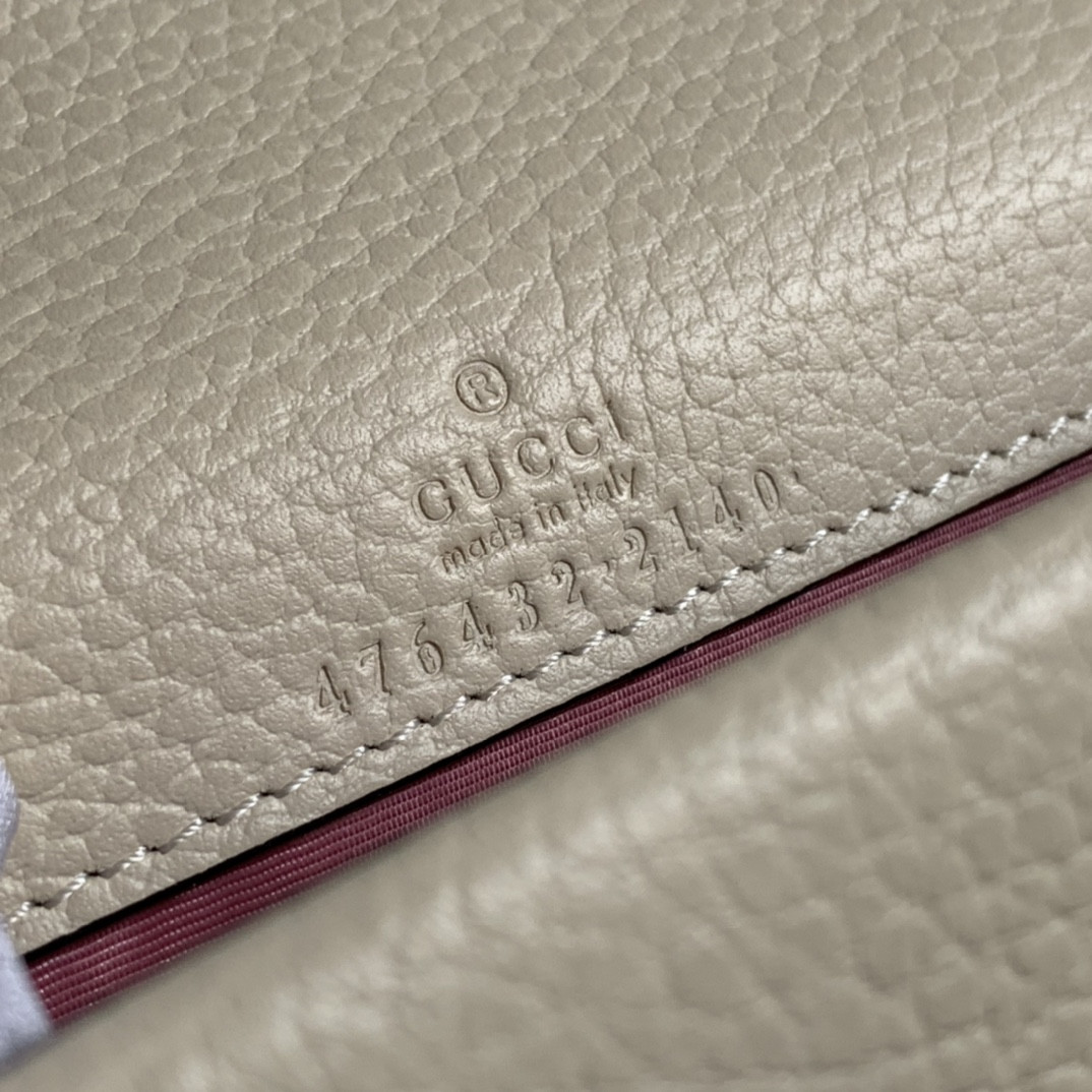 GUCCI DIONYSUS LEATHER SUPER MINI BAG WHITE 6.5"Wx3.9"Hx1.6"D