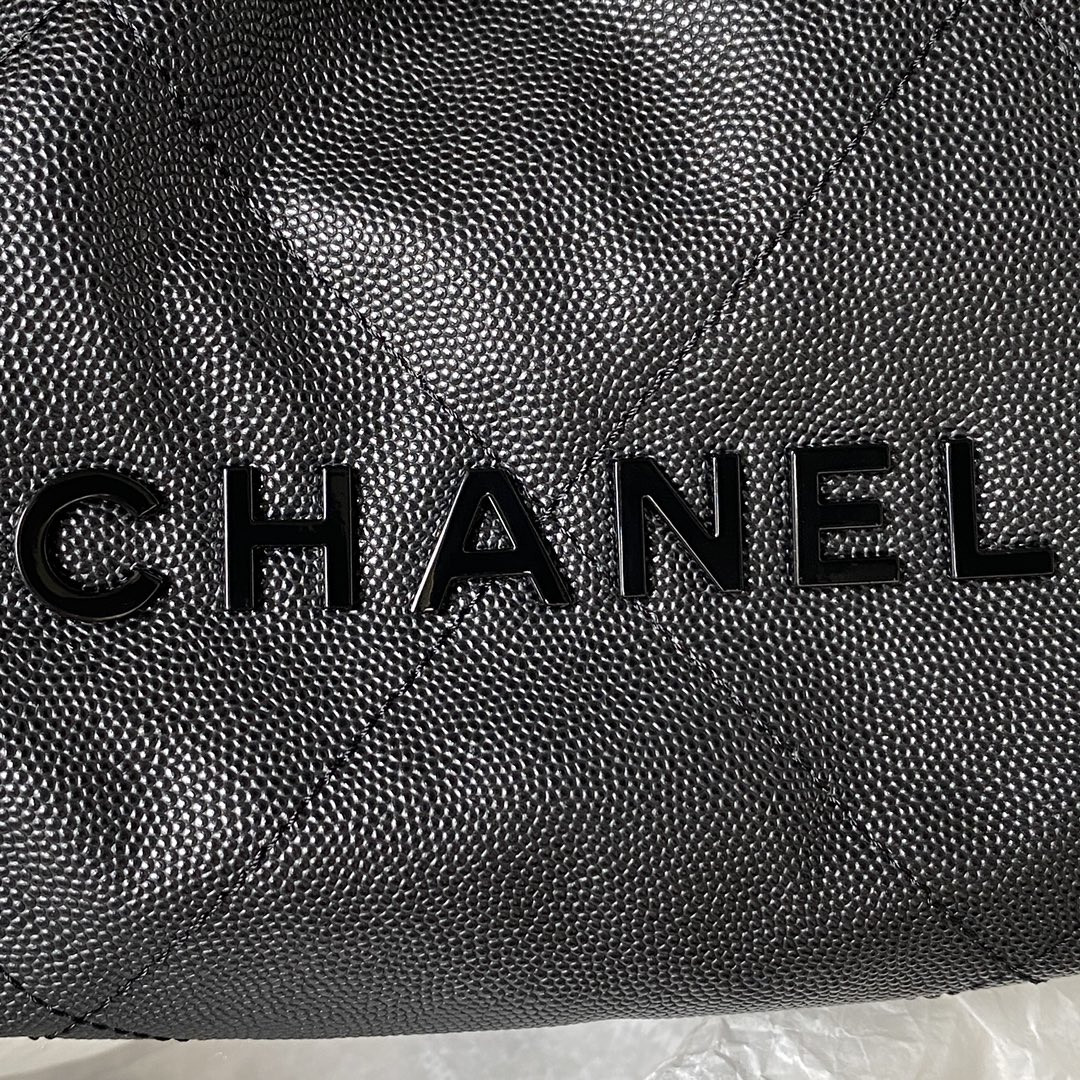 CHANEL 22 MINI HANDBAG GRAINED LEATHER BLACK 7.8 × 7.4 × 2.3 in