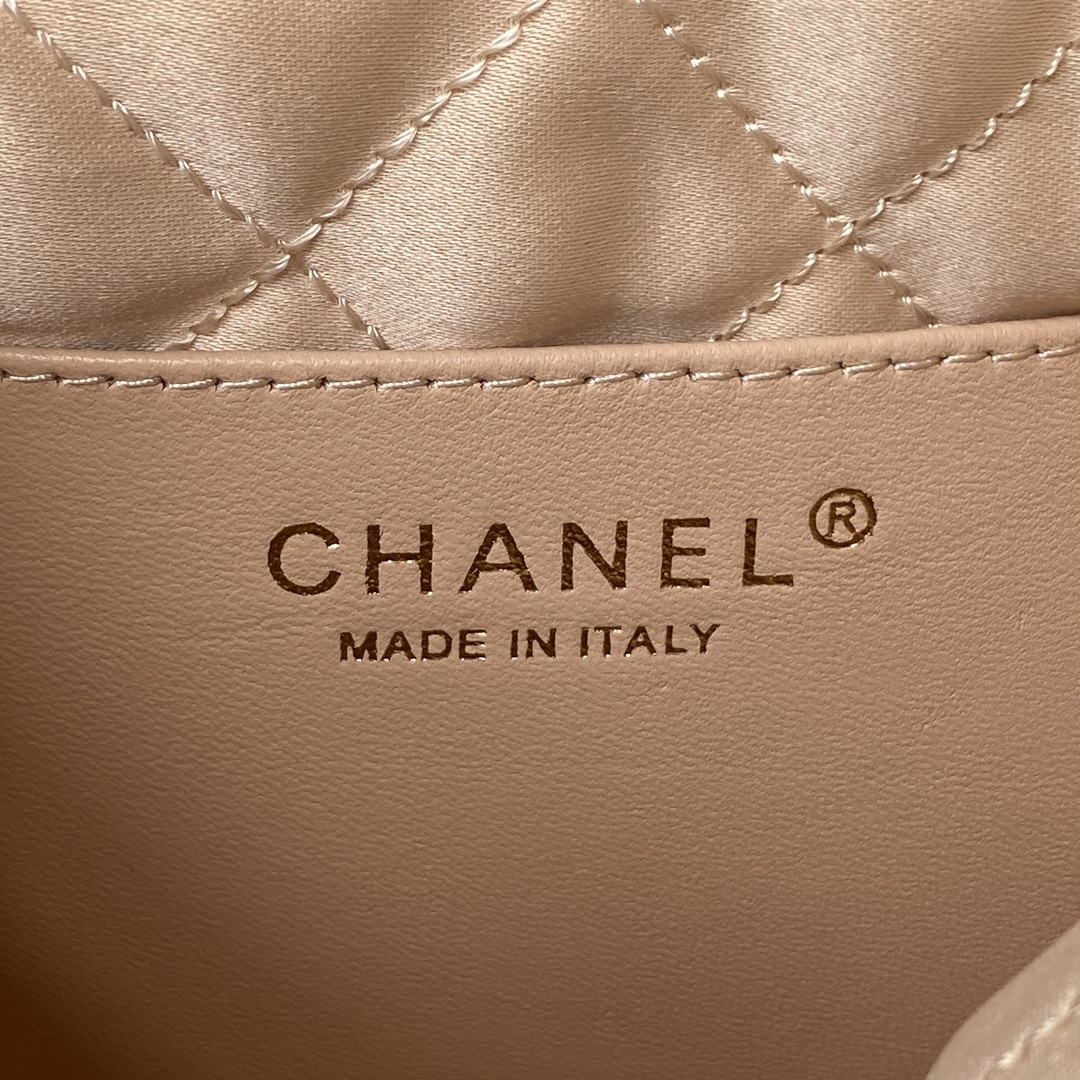 CHANEL 22 MINI HANDBAG GRAINED LEATHER WHITE 7.8 × 7.4 × 2.3 in