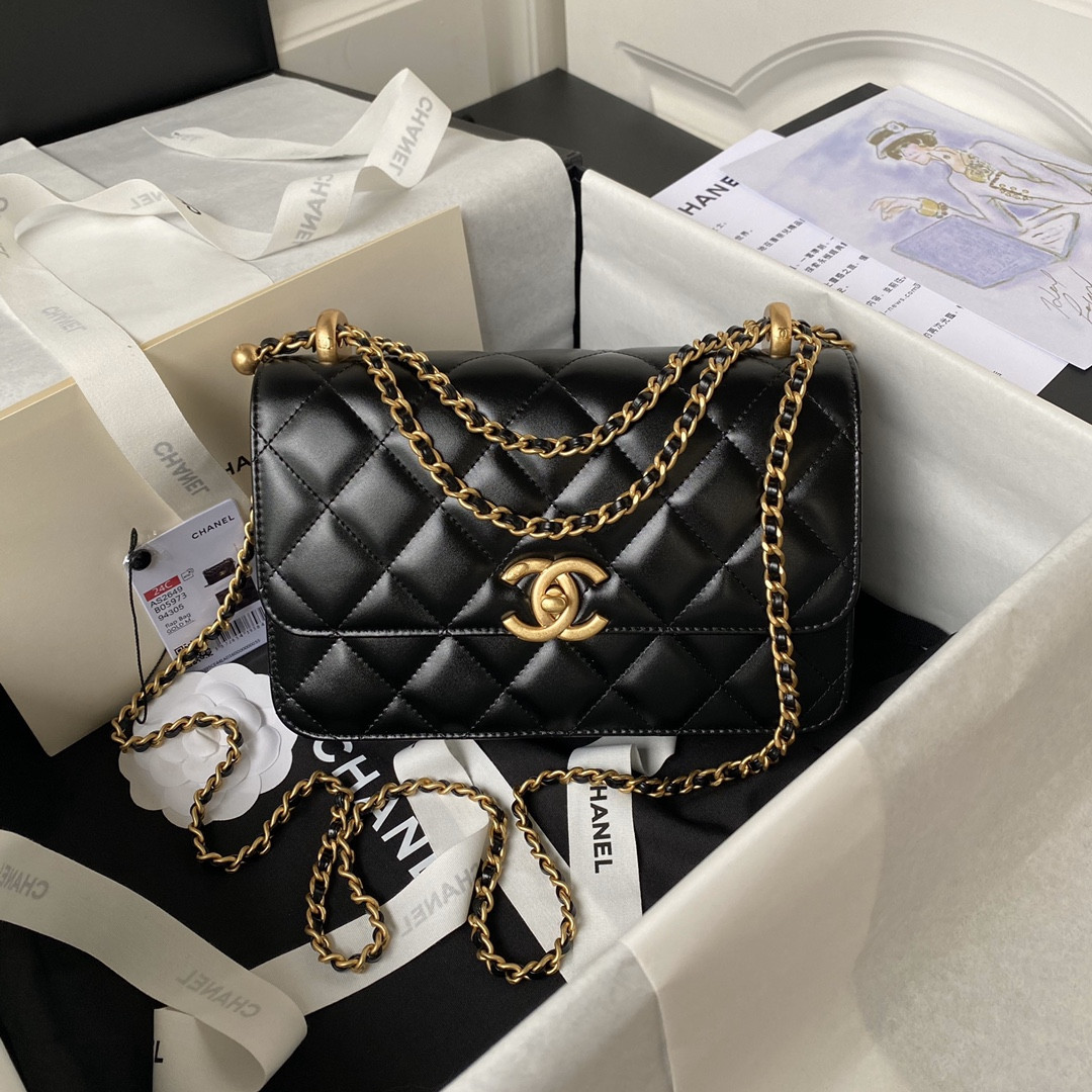 CHANEL FLAP BAG BLACK 22×14.5×8cm