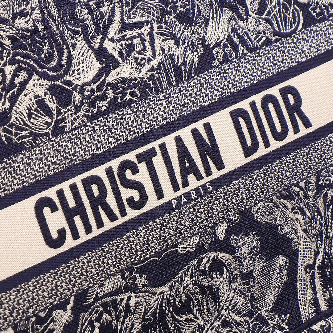 Medium Dior Book Tote  Blue and Ecru Toile de Jouy Reverse Embroidery 14 x 11 x 6.5 inches