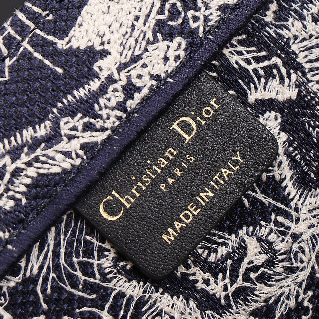 Medium Dior Book Tote  Blue and Ecru Toile de Jouy Reverse Embroidery 14 x 11 x 6.5 inches