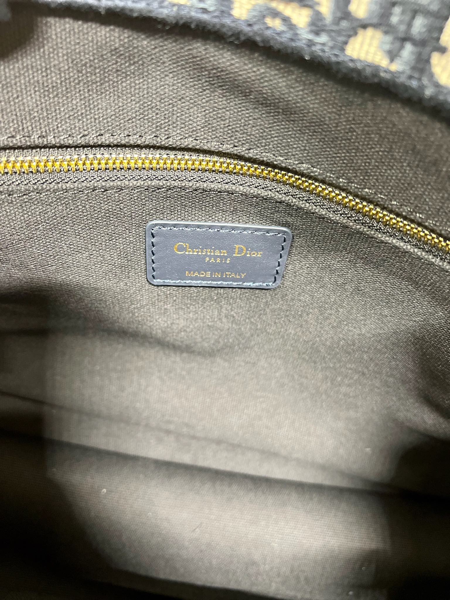 Medium Dior Book Tote Ecru and Blue Dior Oblique Embroidery 14 x 11 x 6.5 inches