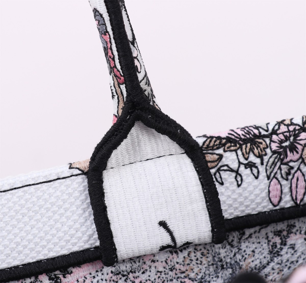 Large DIOR BOOK TOTE WHITE AND PASTEL PINK BUTTERFLY AROUND THE WORLD EMBROIDERY 16.5 x 14 x 7.5 inches