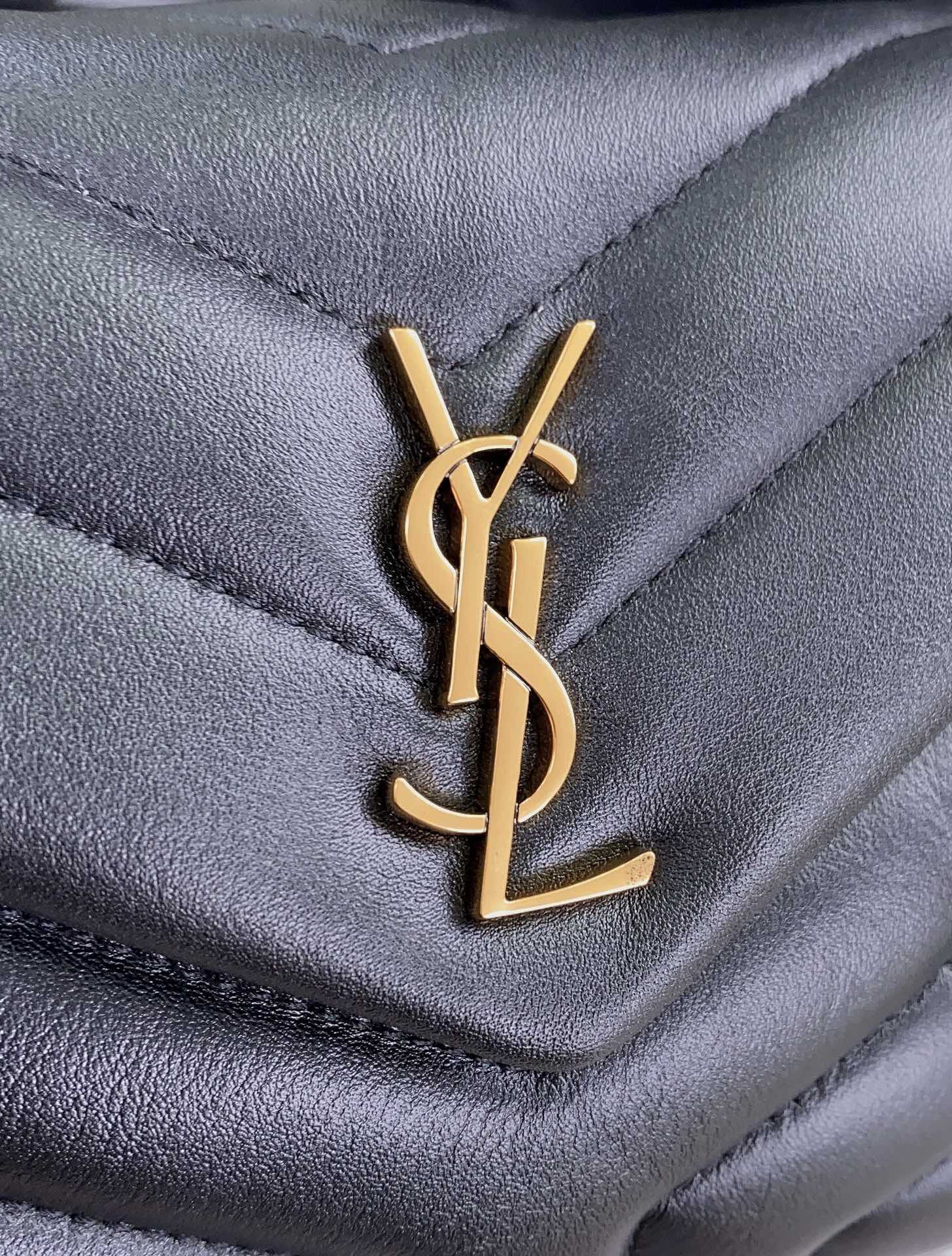 YSL TOY LOULOU IN QUILTED LEATHER BLACK 7.9 X 5.5 X 3 INCHES