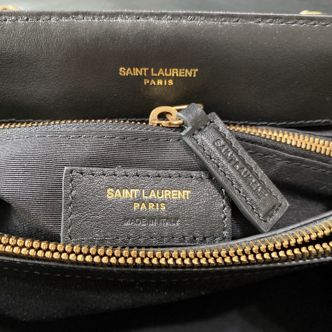 YSL LOULOU MEDIUM IN QUILTED LEATHER BLACK 12.5 X 8.6 X 3.5 INCHES