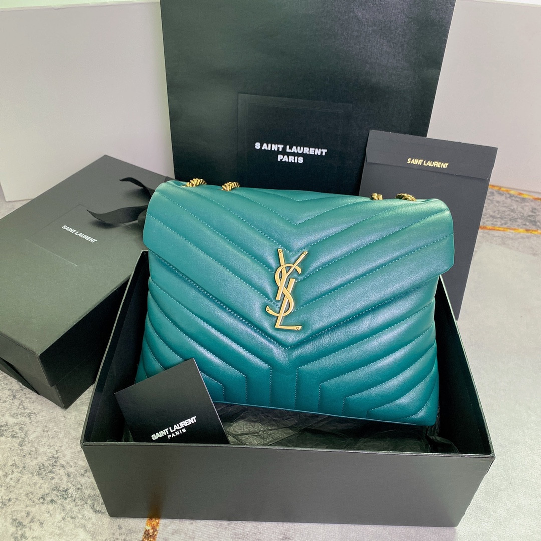 YSL LOULOU MEDIUM BAG IN Y-QUILTED LEATHER BAG 12.5 X 8.6 X 4.7 INCHES