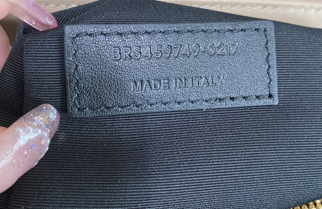 YSL LOULOU MEDIUM IN QUILTED LEATHER DARK BEIGE 12.5 X 8.6 X 3.5 INCHES