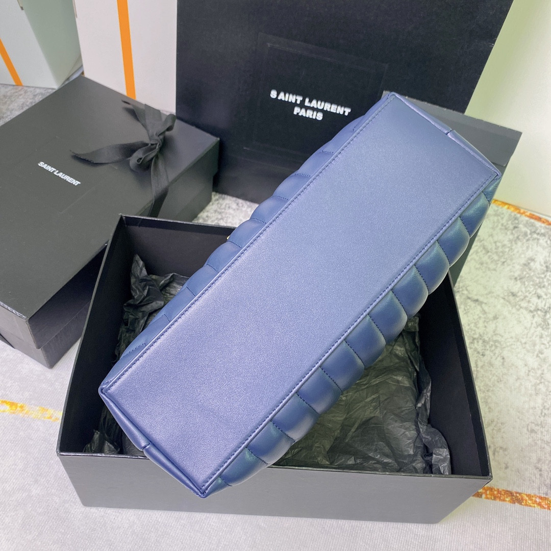 YSL LOULOU MEDIUM IN QUILTED LEATHER PURPLE 12.5 X 8.6 X 3.5 INCHES