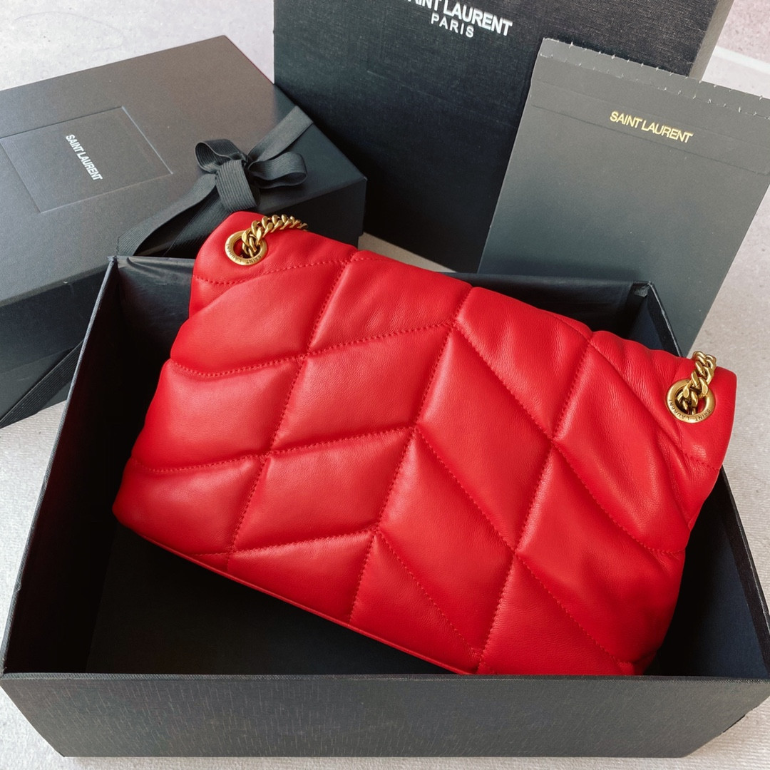 YSL PUFFER SMALL IN NAPPA LEATHER RED 11.4 X 6.6 X 4.3 INCHES