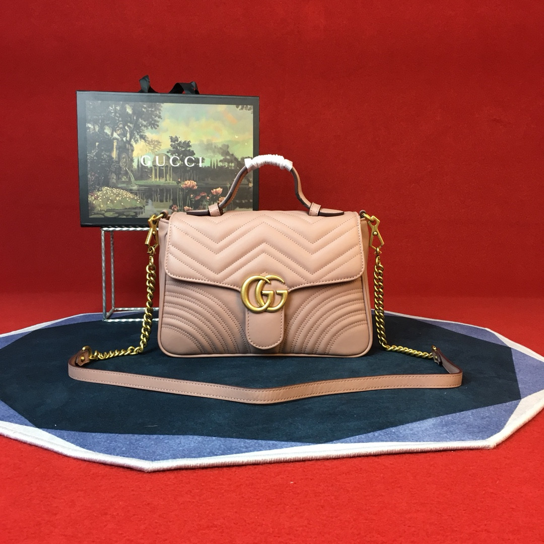 GUCCI GG MARMONT SMALL SHOULDER BAG PINK 10"W x 6"H x 3"D