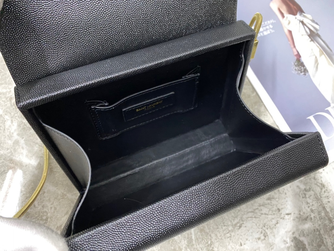 YSL KATE MEDIUM  IN GRAIN DE POUDRE EMBOSSED LEATHER 9.4 X 5.7 X 2.1 INCHES