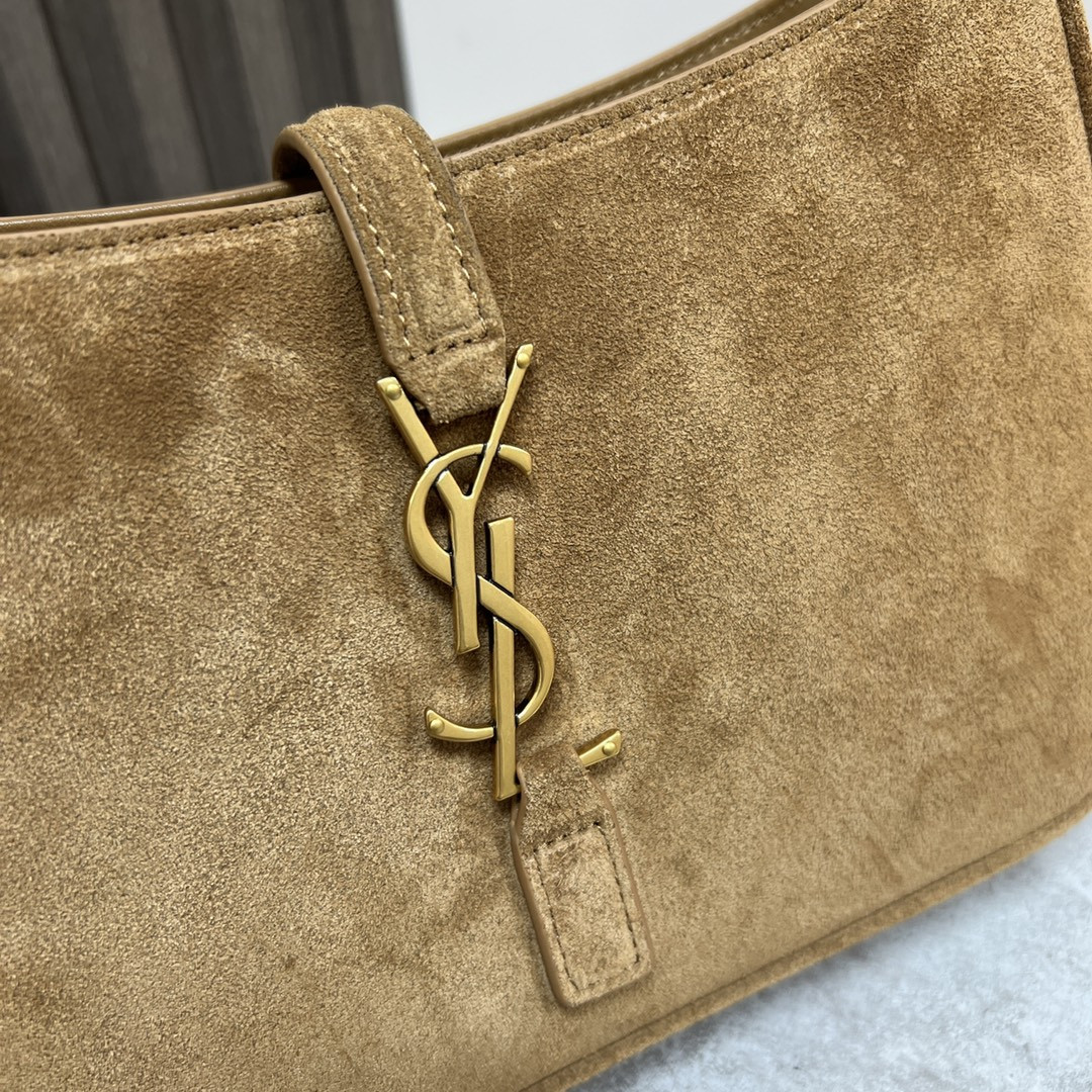 YSL LE 5 À 7 IN SUEDE BROWN 9 X 6.3 X 2.5 INCHES