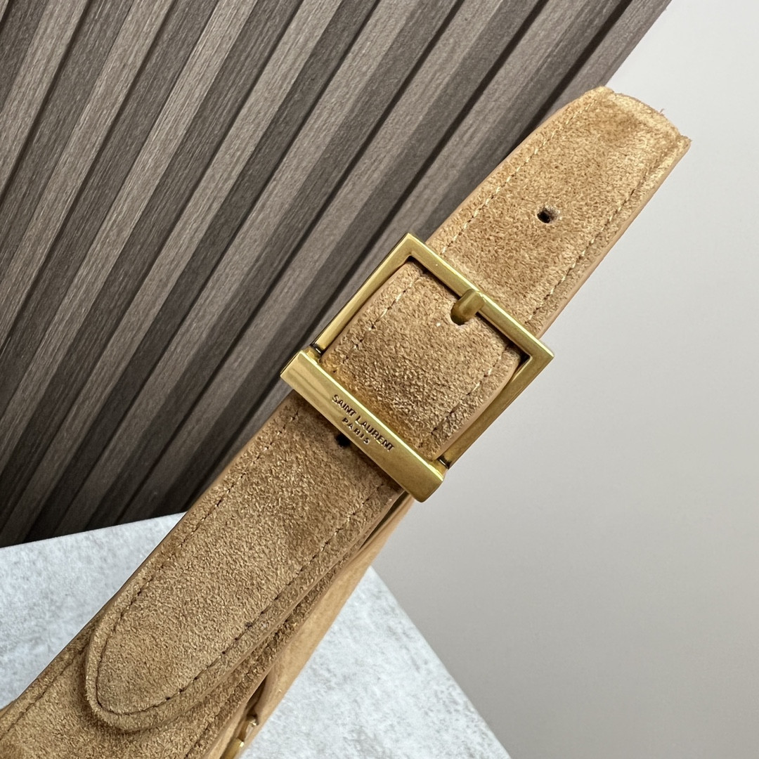 YSL LE 5 À 7 IN SUEDE BROWN 9 X 6.3 X 2.5 INCHES