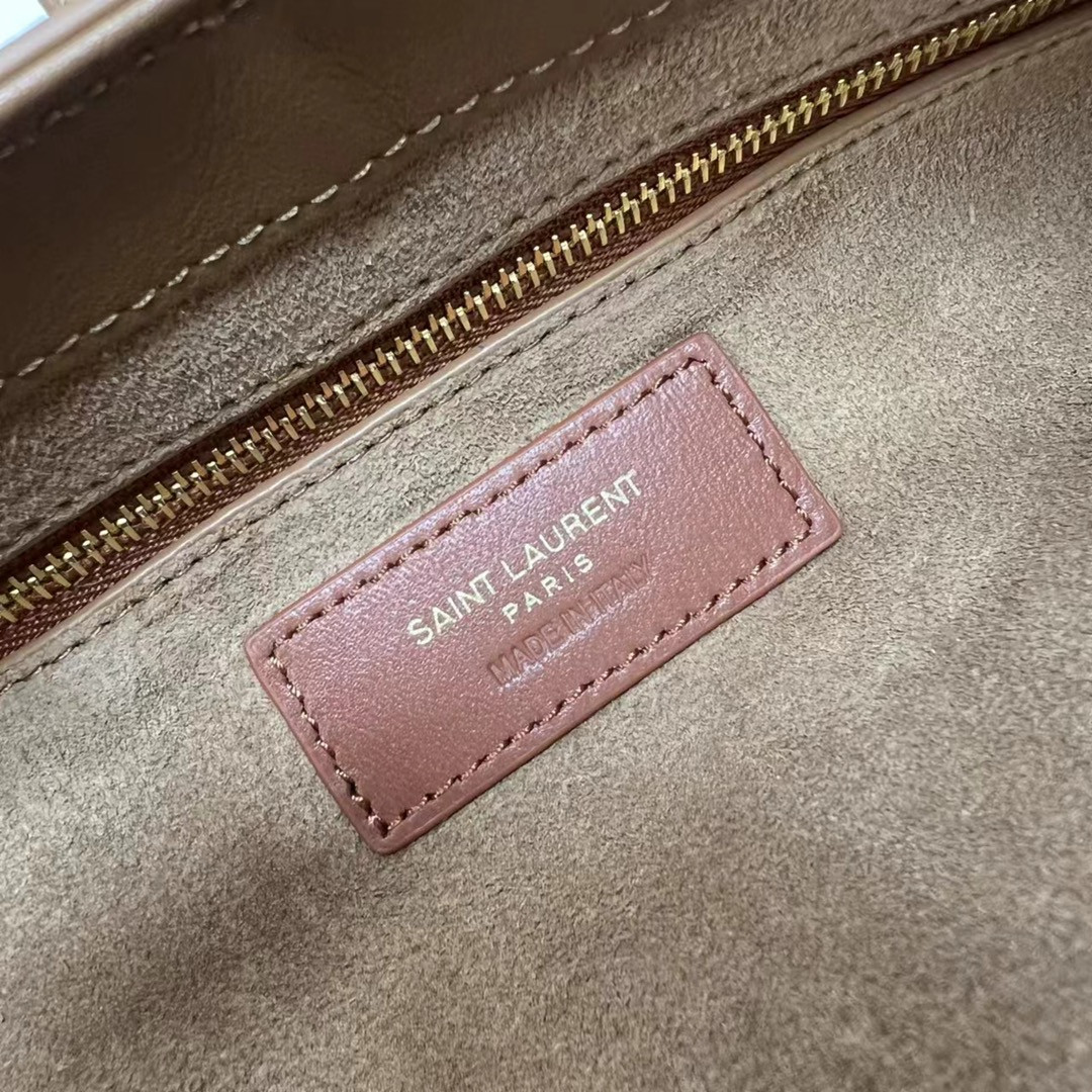 YSL LE 5 À 7 IN SUEDE BROWN 9 X 6.3 X 2.5 INCHES