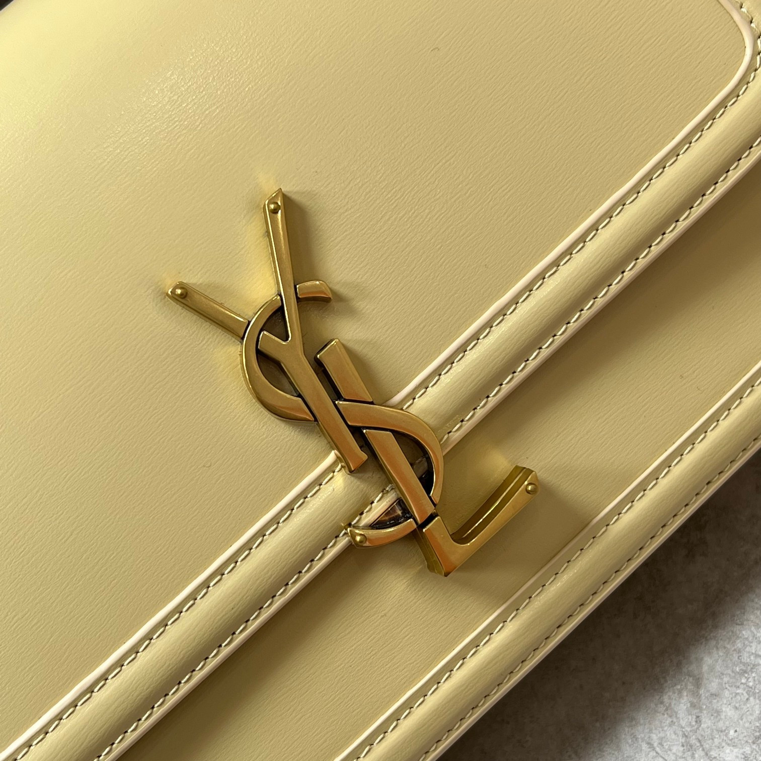 YSL SOLFERINO MEDIUM SATCHEL IN BOX SAINT LAURENT YELLOW 9.1 X 6.3 X 2.4 INCHES