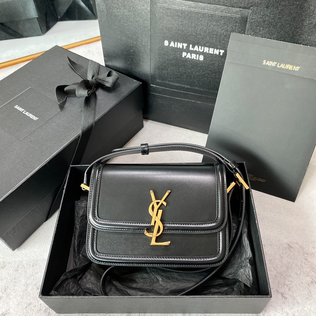YSL SOLFERINO SMALL SATCHEL IN BOX SAINT LAURENT BLACK 7.4 X 5.1 X 1.9 INCHES