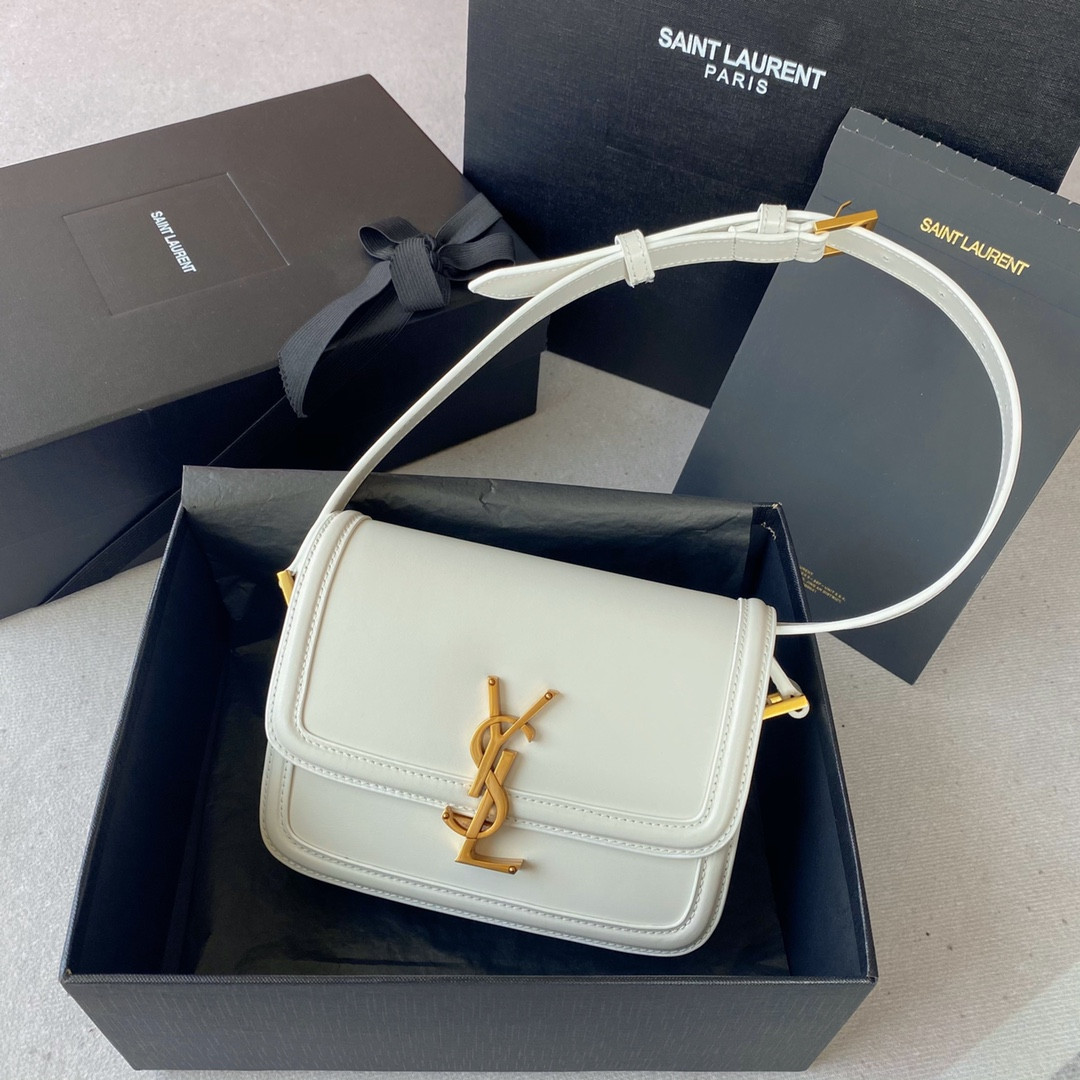 YSL SOLFERINO SMALL SATCHEL IN BOX SAINT LAURENT BLANC VINTAGE 7.4 X 5.1 X 1.9 INCHES