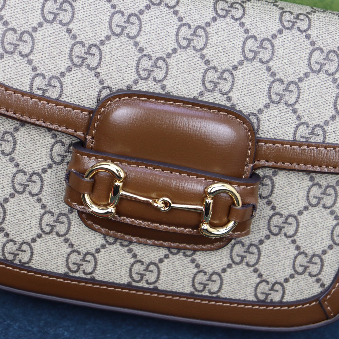 GUCCI HORSEBIT 1955 MINI BAG Beige and ebony 8.1"W x 5.7"H x 2"D