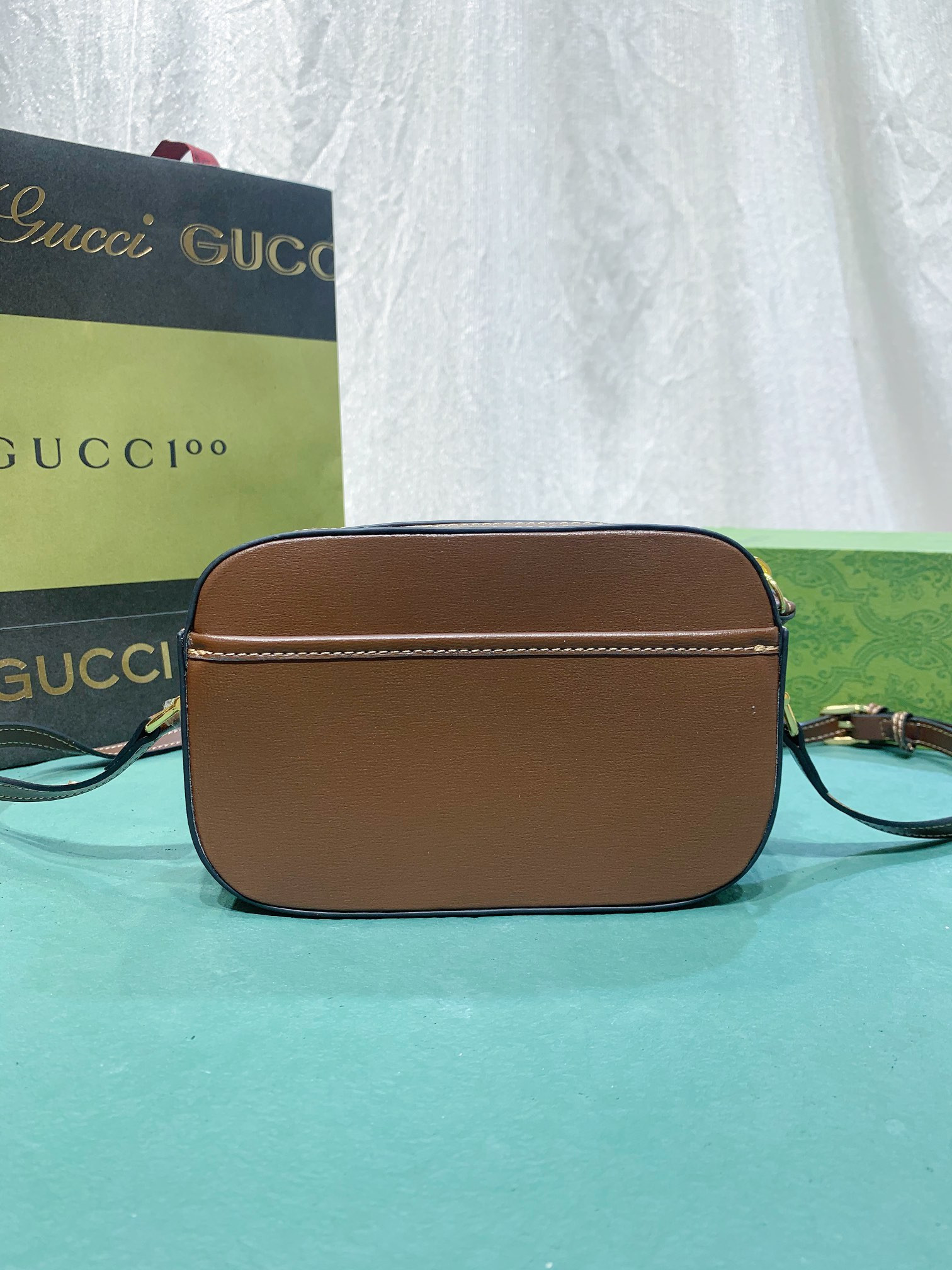 GUCCI HORSEBIT 1955 SMALL SHOULDER BAG BROWN 7.9"W x 5.1"H x 2.4"D