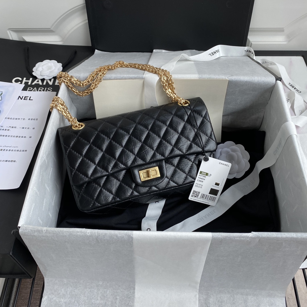 CHANEL 2.55 HANDBAG Black 6.2 × 9.4 × 2.9 in