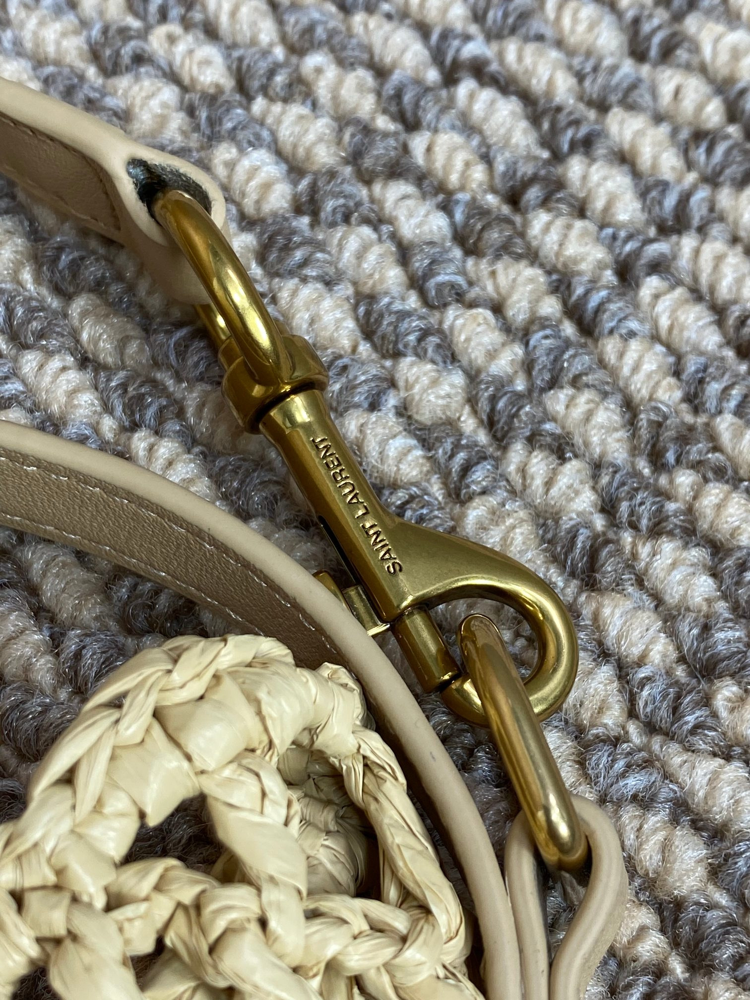 YSL OXALIS BAG IN RAFFIA MACRAMÉ  Color Natural 14.6X15.7X1.2INCHES