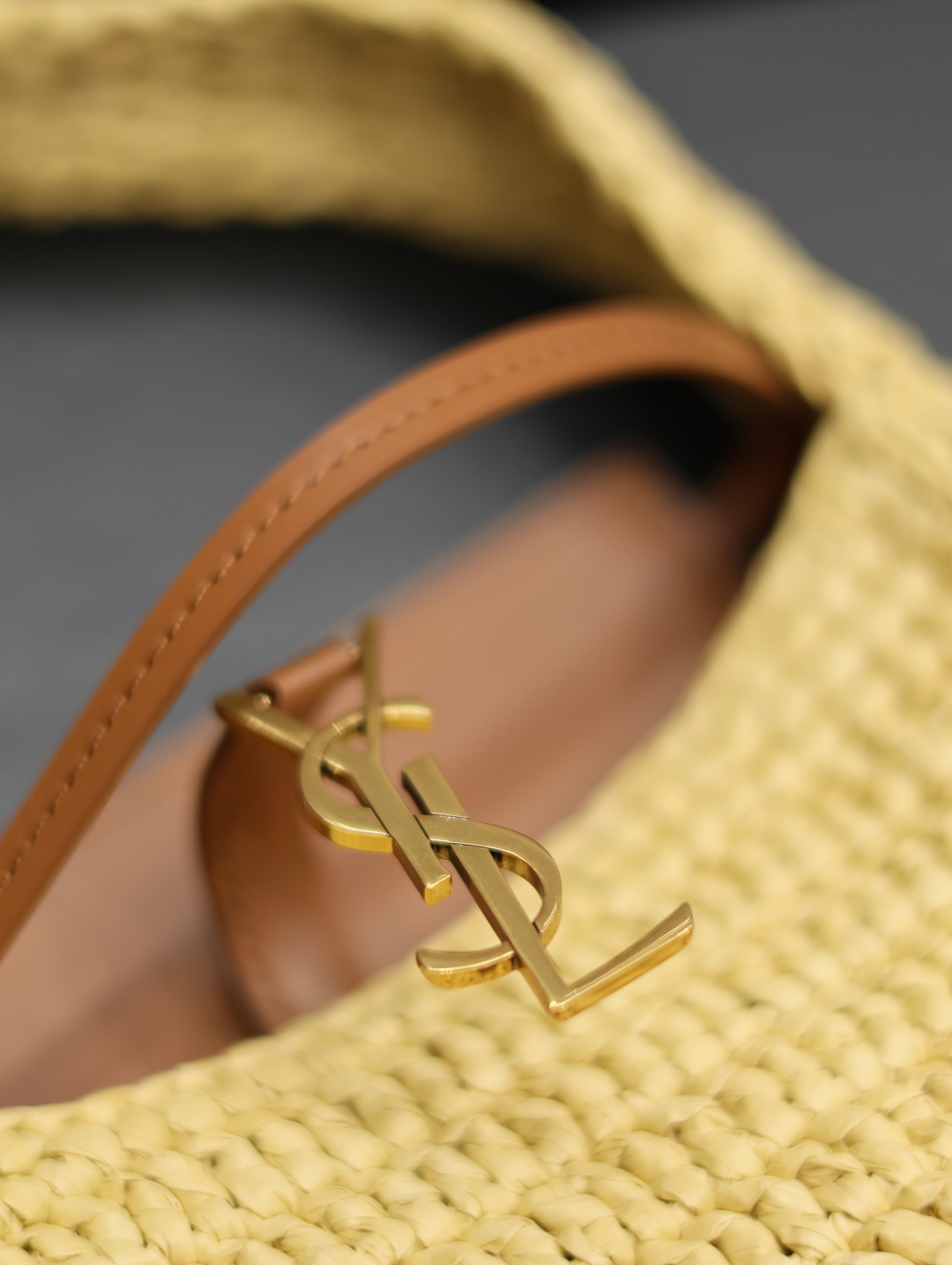 YSL LE 5 À 7 MINI IN RAFFIA  Color Natural 7.5X4.5X1.8 INCHES