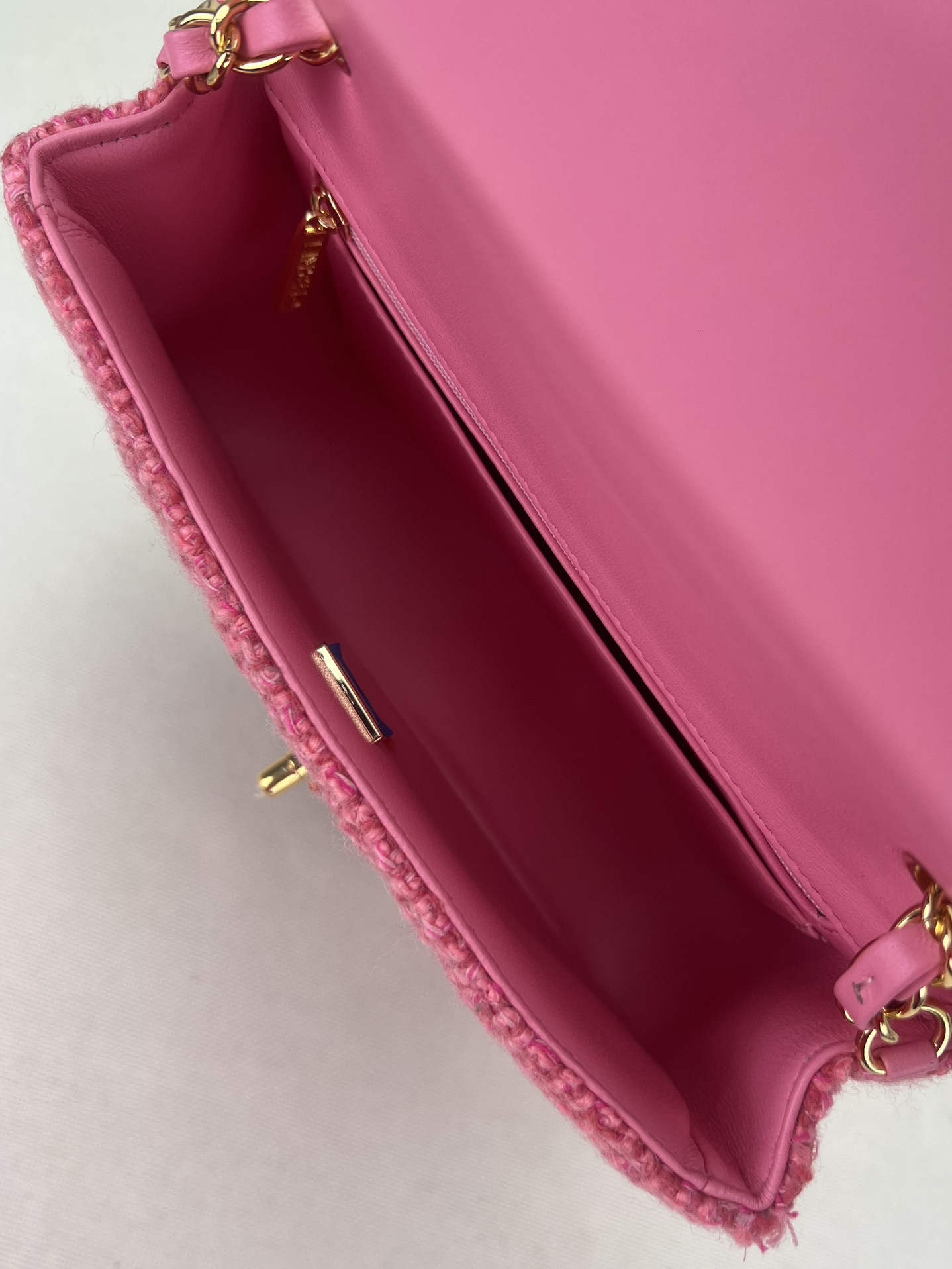 CHANEL MINI CLASSIC 11.12 HANDBAG Tweed & Gold-Tone Metal 4.7 × 7.8 × 2.3 in