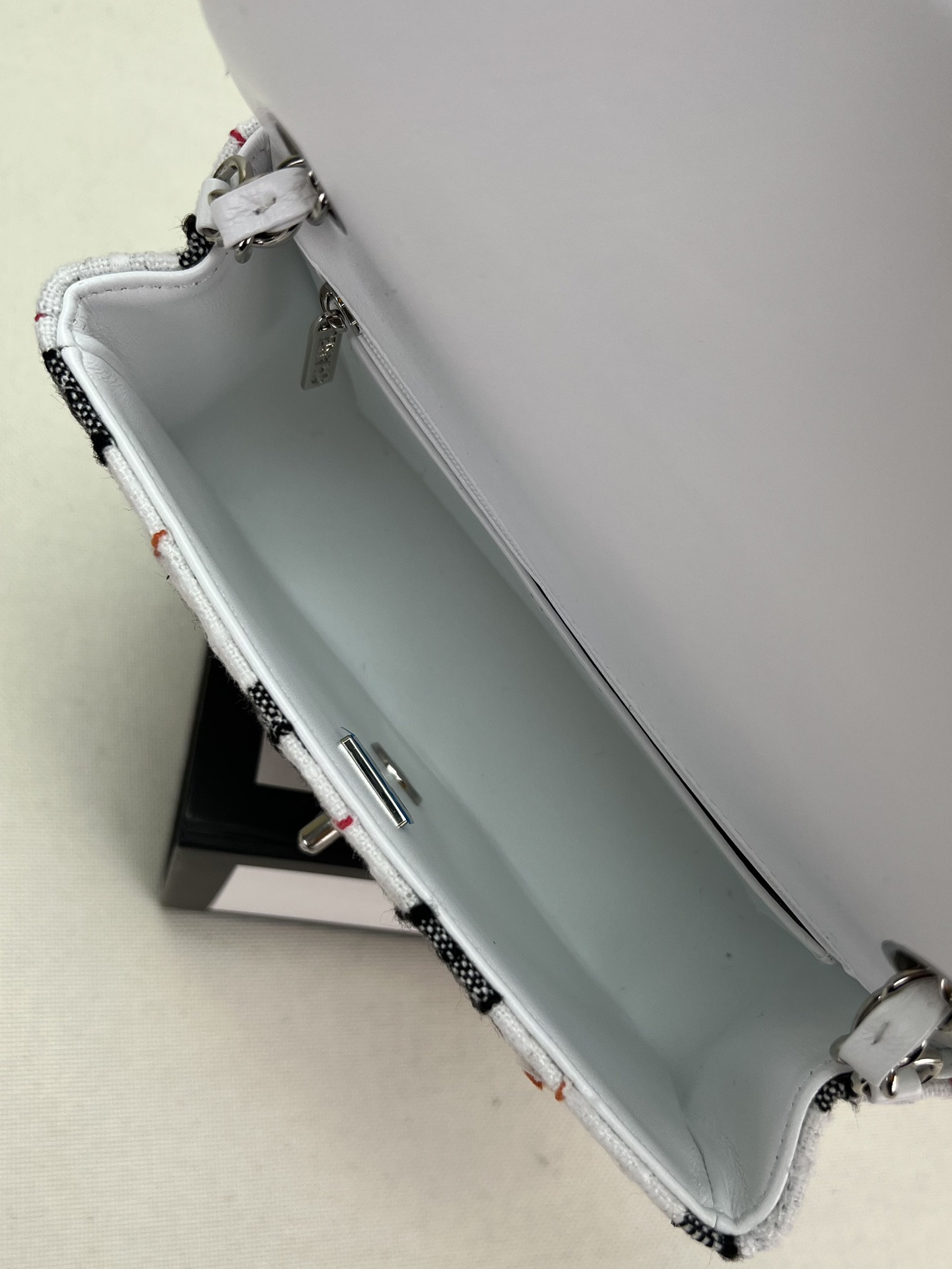 CHANEL MINI CLASSIC 11.12 HANDBAG Tweed & Silver-Tone Metal  4.7 × 7.8 × 2.3 in