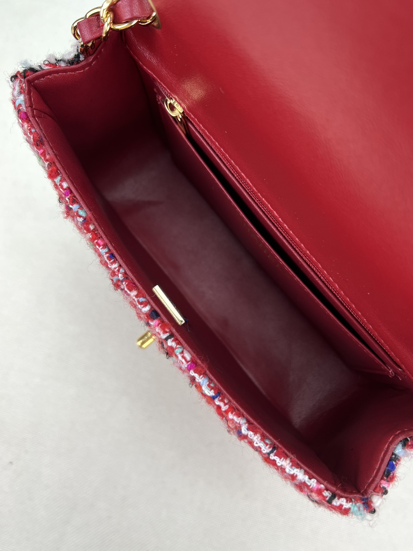 CHANEL MINI CLASSIC 11.12 HANDBAG Tweed & Gold-Tone Metal 4.7 × 7.8 × 2.3 in