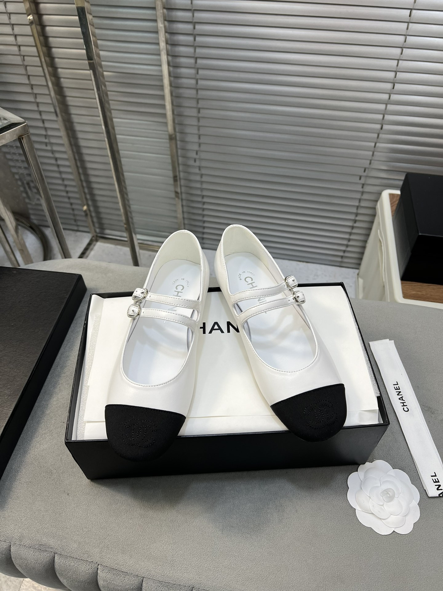 UA CHANEL MARY JANES Lambskin & Grosgrain