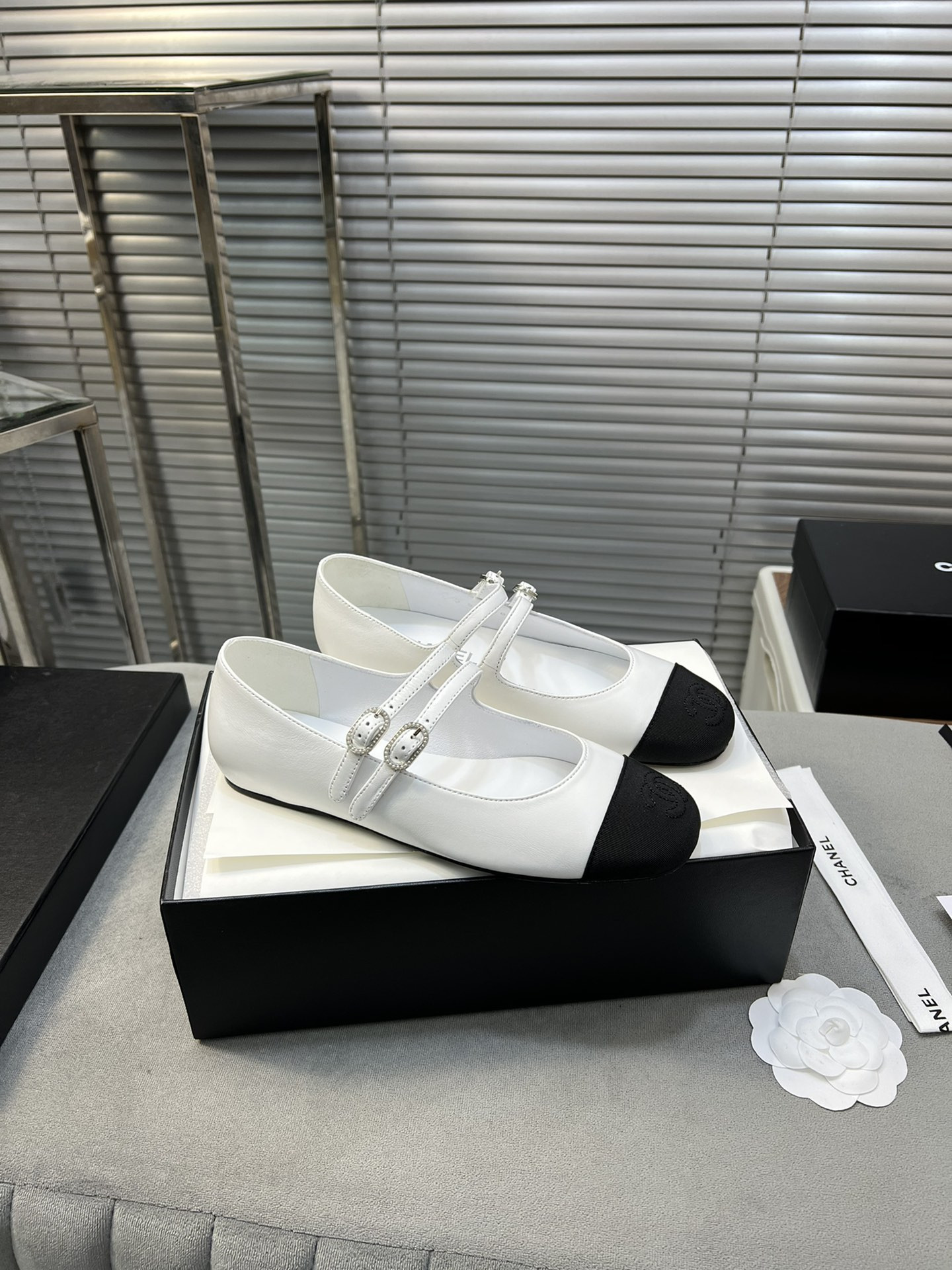 UA CHANEL MARY JANES Lambskin & Grosgrain