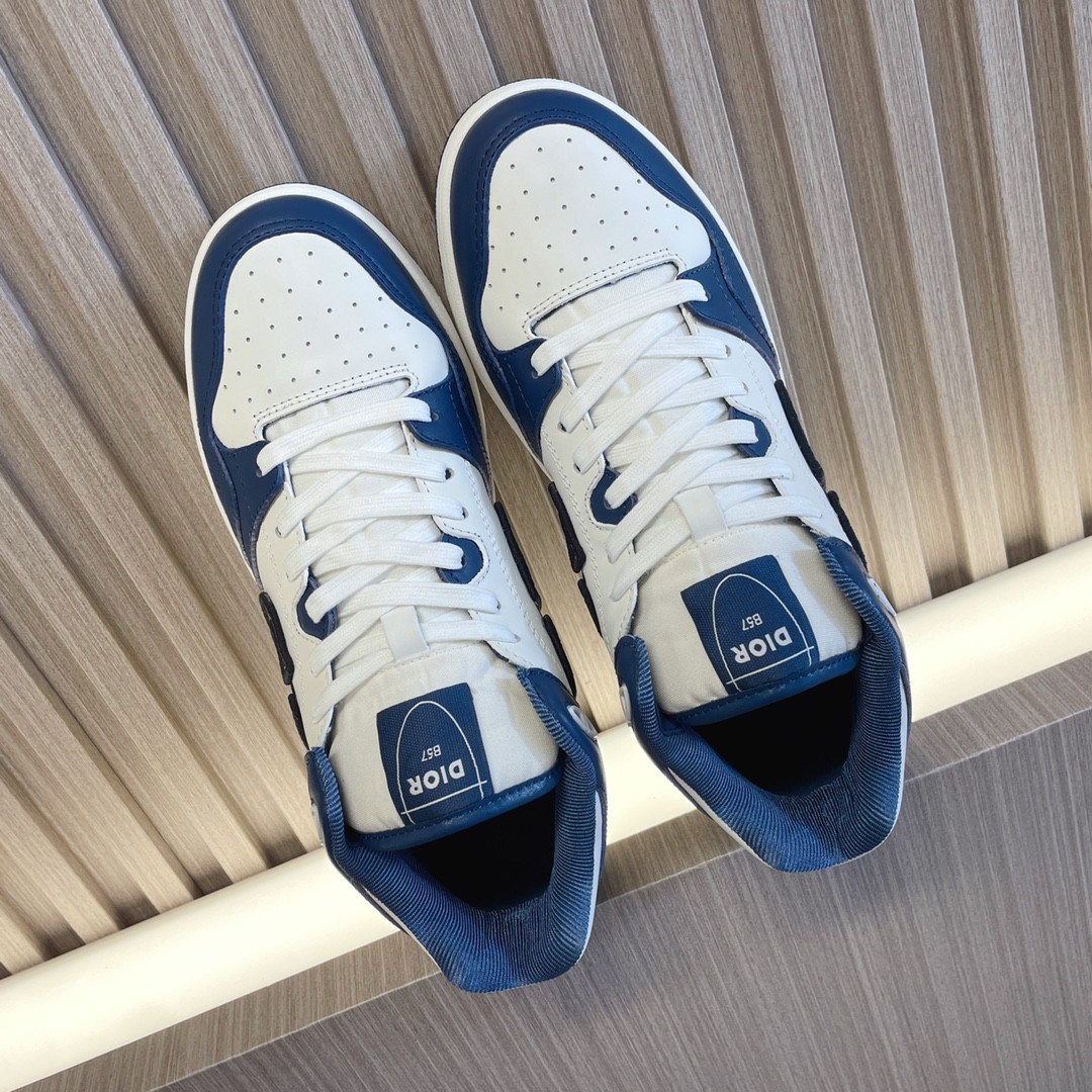 UA DIOR B57 Mid-Top Sneaker Navy Blue and White