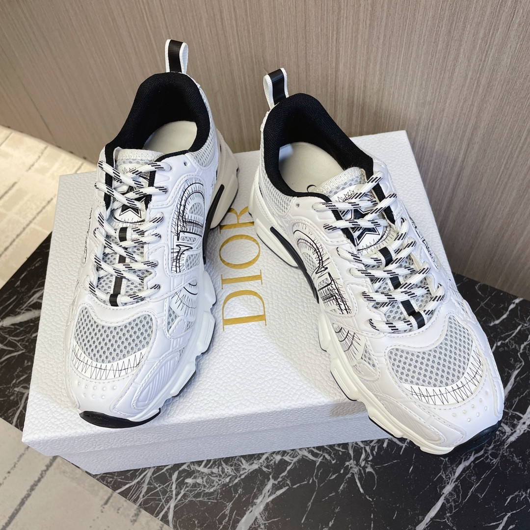 UA Dior Chrono Sneaker White and Black Mesh