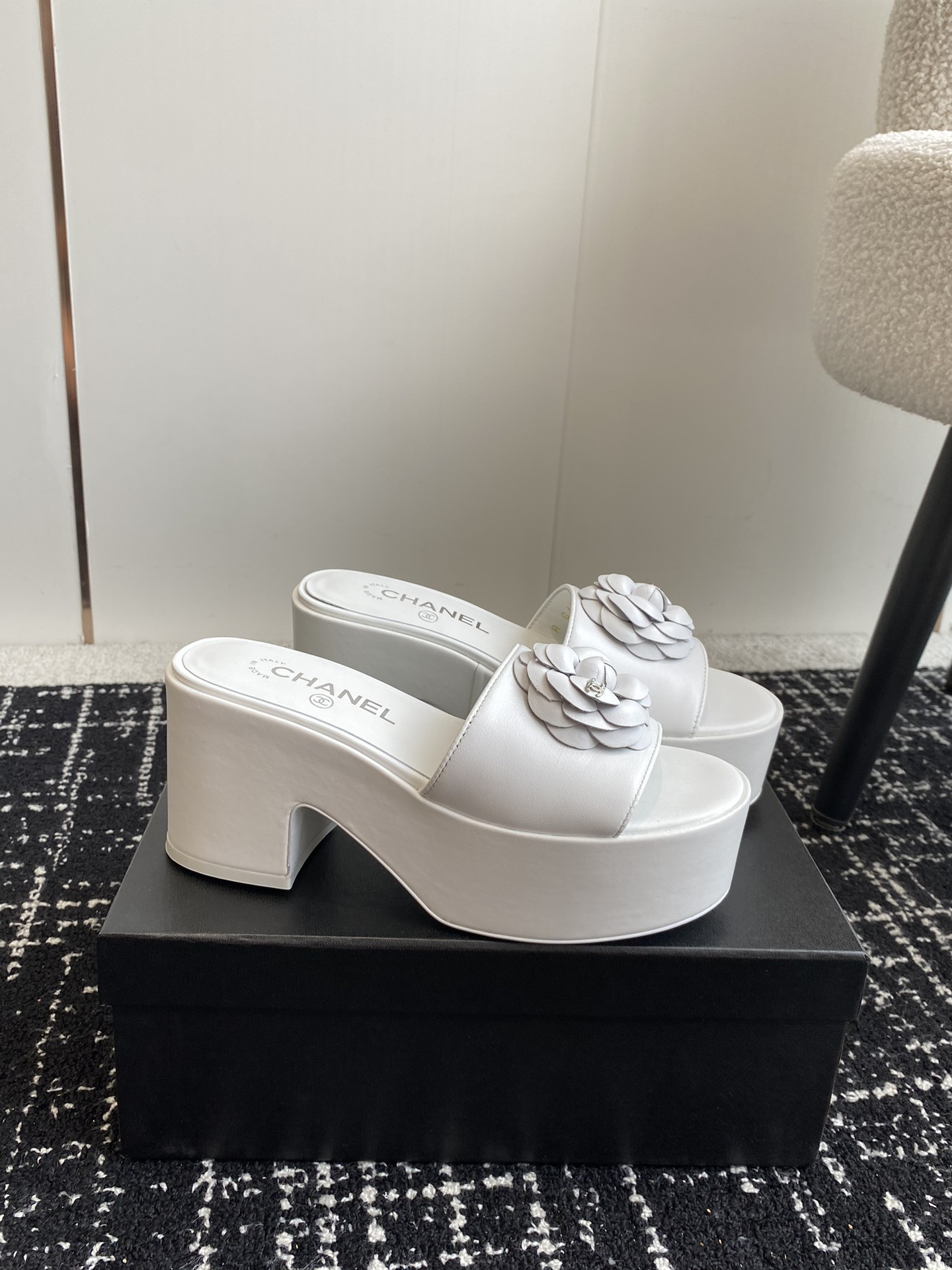 UA CHANEL MULES Platform Heels