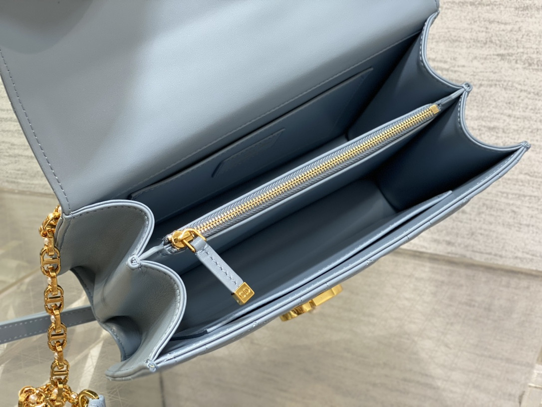 Dior Medium Dior Ange Bag Blue Latte Macrocannage Calfskin 26 x 17 x 9 cm