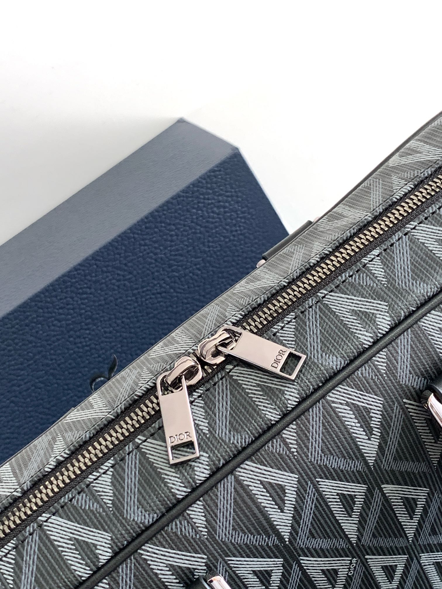Dior Zipped Briefcase Black CD Diamond Canvas and Black Grained Calfskin  37 x 28 x 6 cm