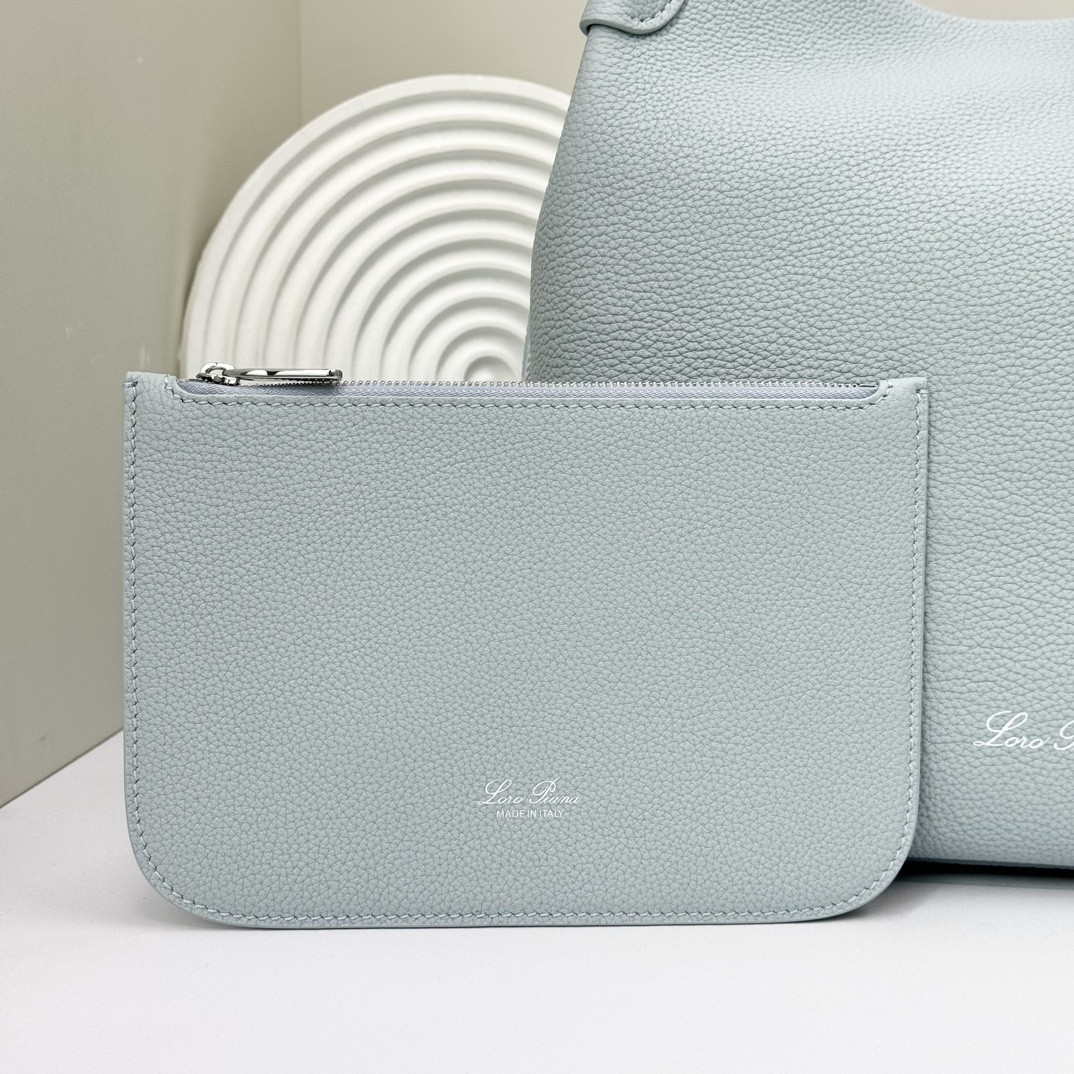 Loro Piana Large Bale Bag Grained Calfskin 24 x 20 x 27 cm