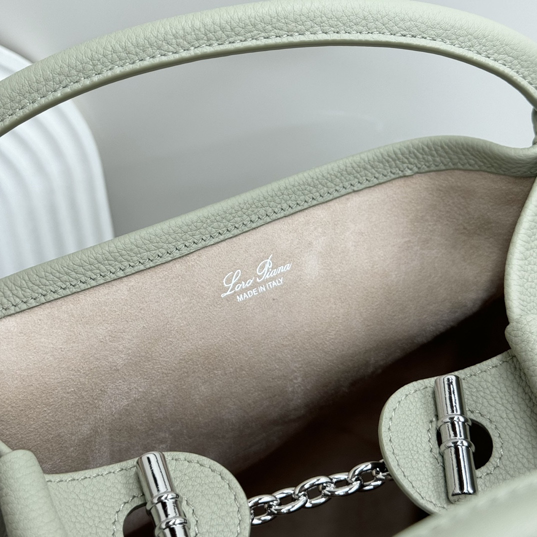 Loro Piana Large Bale Bag Grained Calfskin 24 x 20 x 27 cm