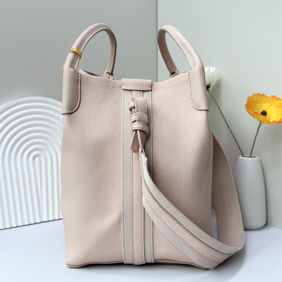 Loro Piana Large Bale Bag Grained Calfskin 24 x 20 x 27 cm