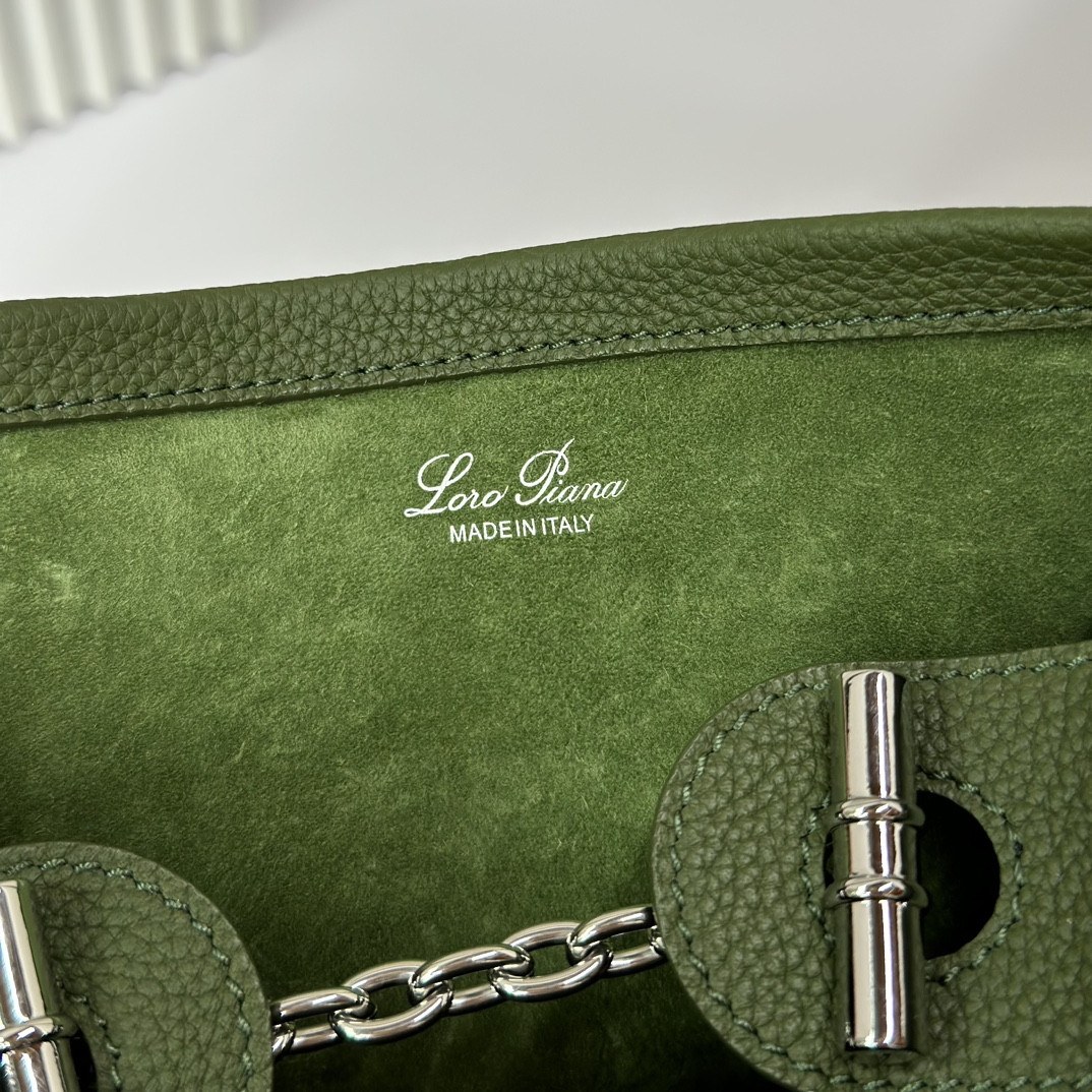 Loro Piana Large Bale Bag Grained Calfskin 24 x 20 x 27 cm