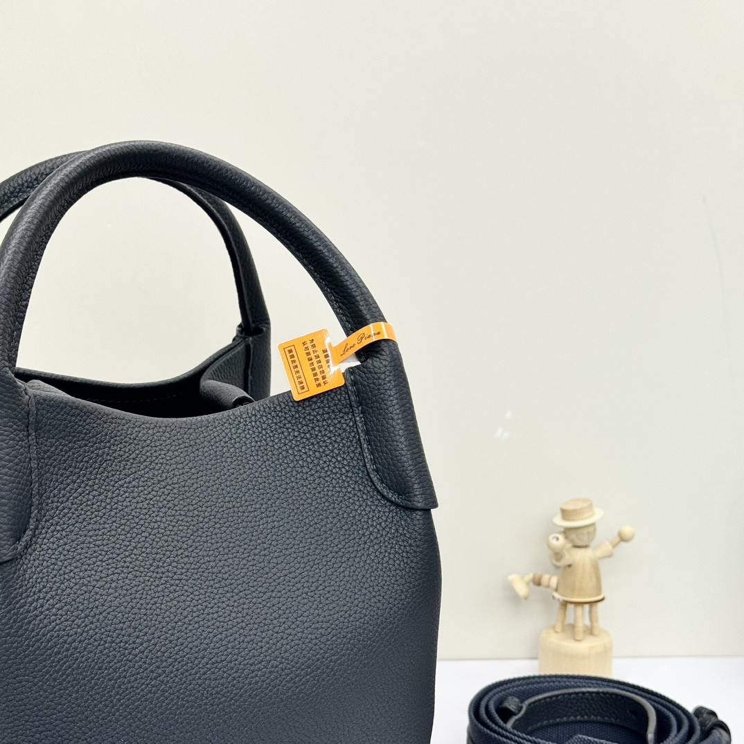 Loro Piana Small Bale Bag Black Grained Calfskin 17 x 17 x 21 cm