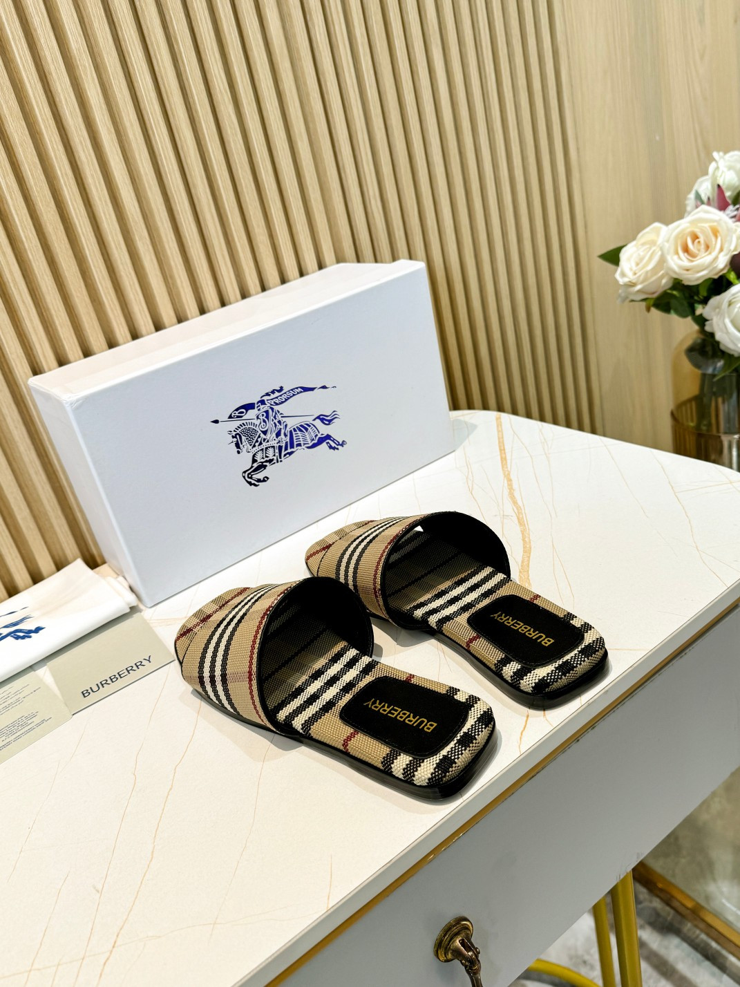 UA Burberry Check Slides