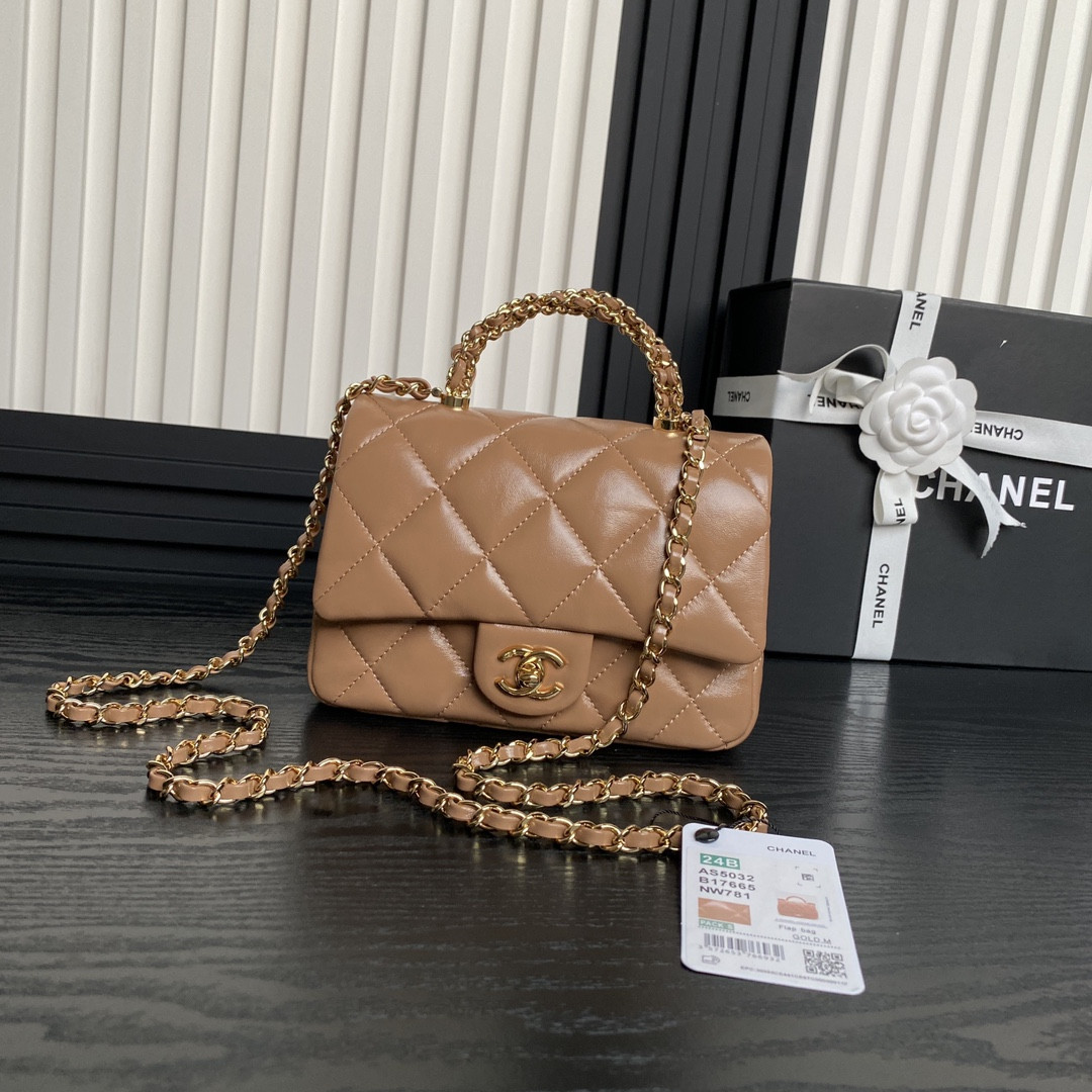 CHANEL MINI FLAP BAG WITH TOP HANDLE 14×19×8.5cm