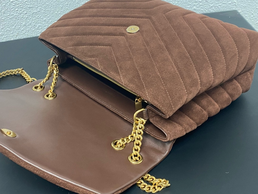 YSL LOULOU QUILTED SUEDE 32x22x9cm