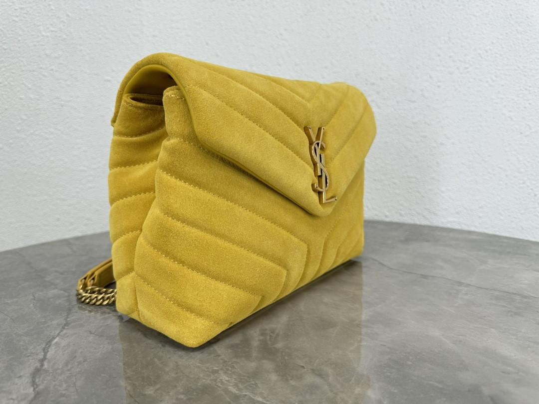 YSL LOULOU QUILTED SUEDE 23x17x9cm