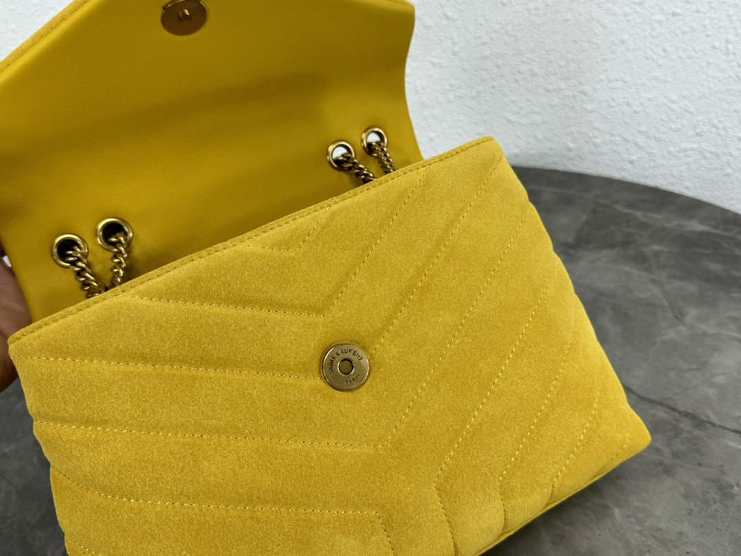 YSL LOULOU QUILTED SUEDE 23x17x9cm